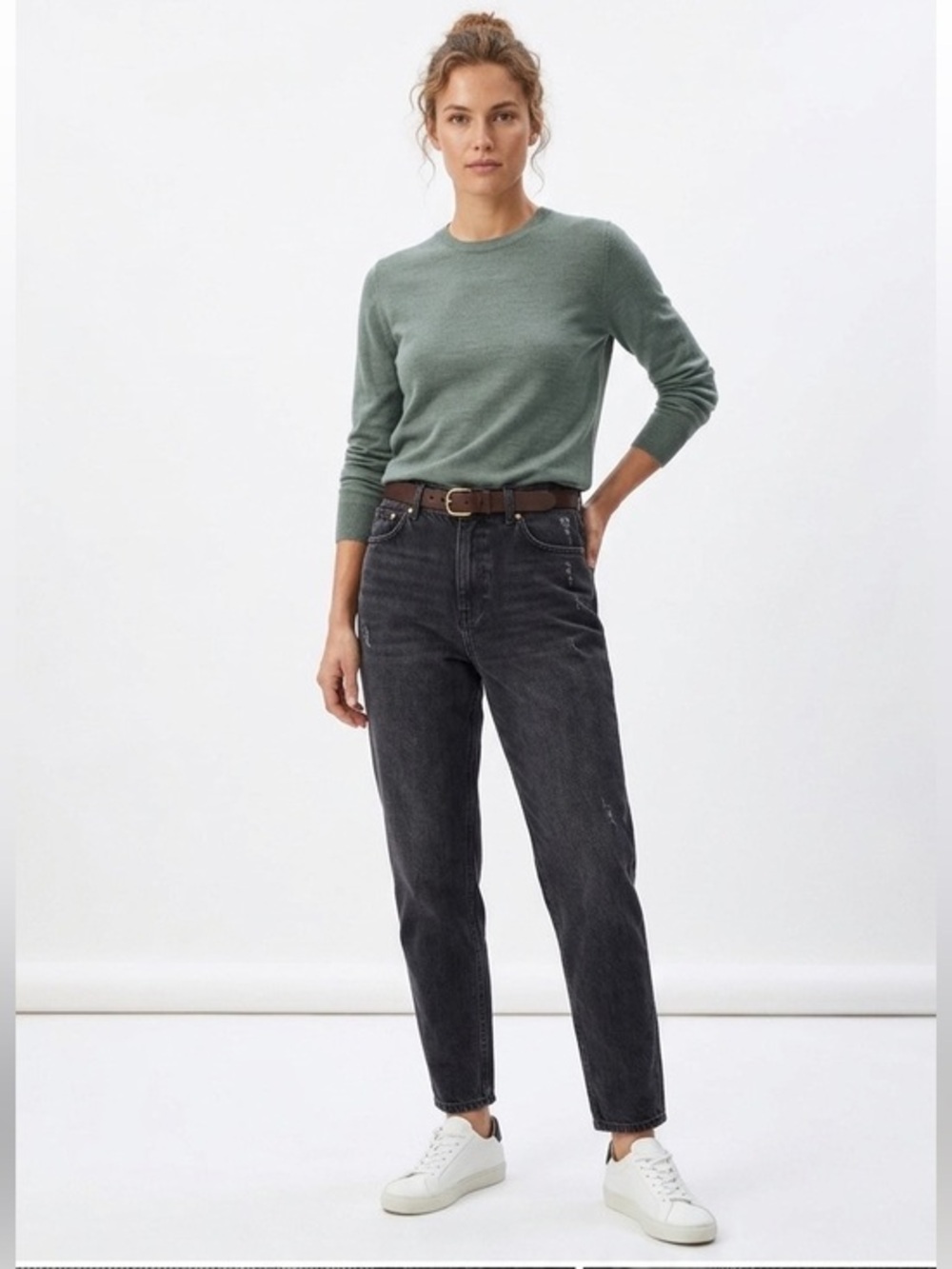 Topshop Black Highrise Mom Jeans Size 30 Cotton